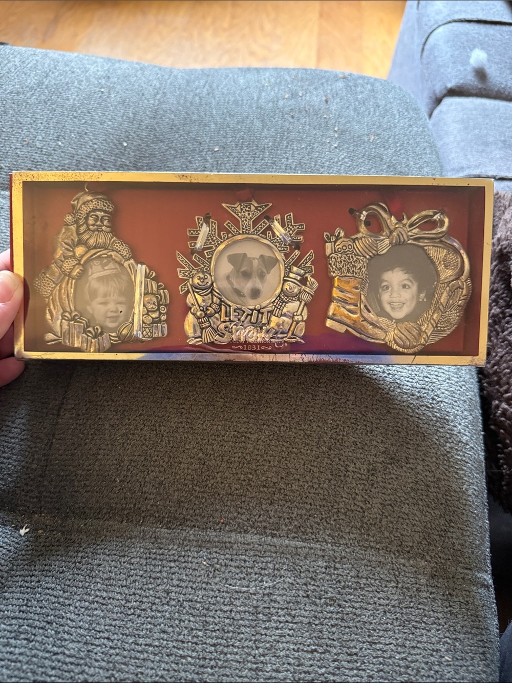 Gorham Gold-Accented Triple Picture Frame with Red Backing - Picture 6 of 6